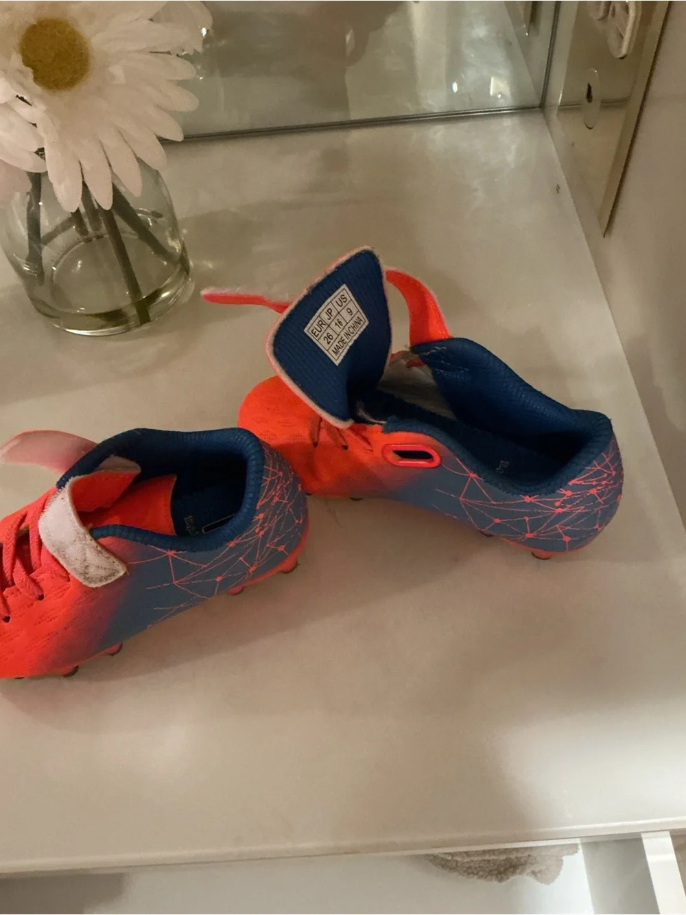 Brooman Unisex Kids Firm Ground Soccer/ football Cleats Blue/orange US 9 kids